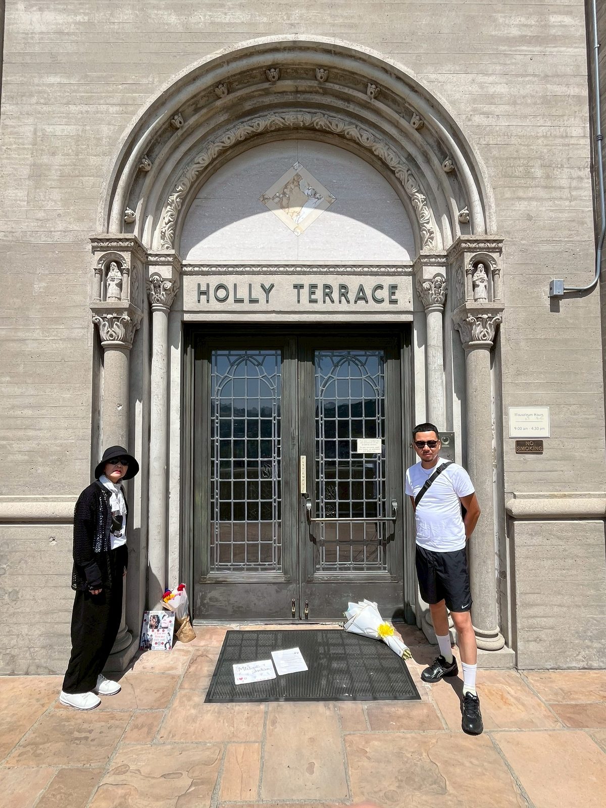 The Holly Terrace mausoleum at Forest Lawn — a tribute spot where fans leave flowers