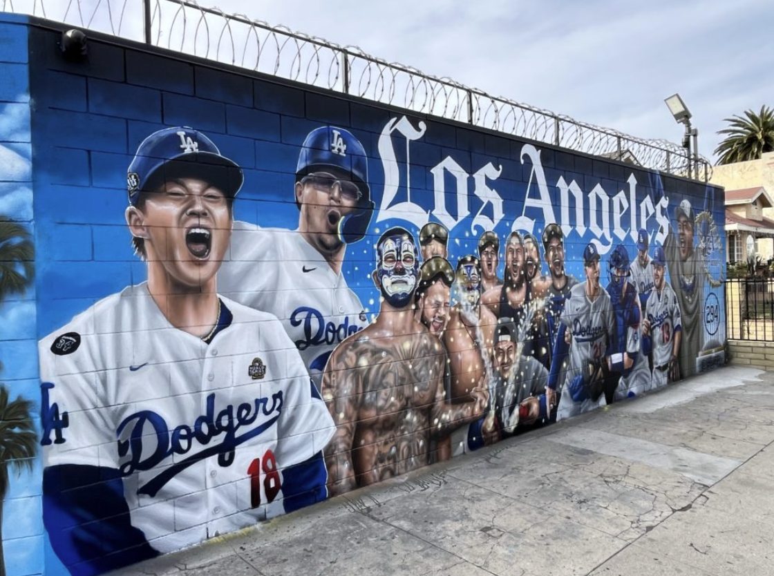 ドジャース選手を集合で描いた「Los Angeles」壁画